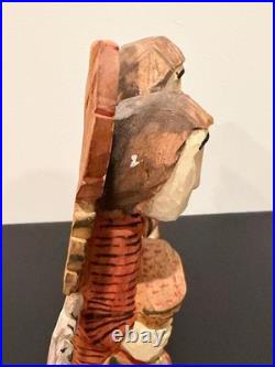 Vintage Anton Kaminski Folk Art Polychrome Wood Carving of Man Women & Children