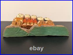 Vintage Anton Kaminski Folk Art Polychrome Wood Carving of Man Women & Children