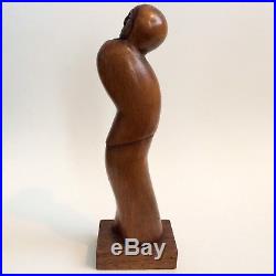 Vintage Arias Wood Carving Figure Sculpture Woman Mexican Folk Art Carved