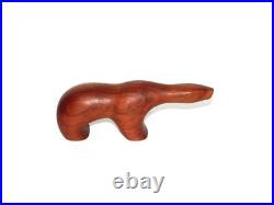 Vintage Arne Tjomsland Norway Wood Polar Bear MCM Sleek Carving With Stamp 7.5