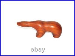 Vintage Arne Tjomsland Norway Wood Polar Bear MCM Sleek Carving With Stamp 7.5