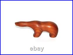 Vintage Arne Tjomsland Norway Wood Polar Bear MCM Sleek Carving With Stamp 7.5