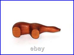 Vintage Arne Tjomsland Norway Wood Polar Bear MCM Sleek Carving With Stamp 7.5