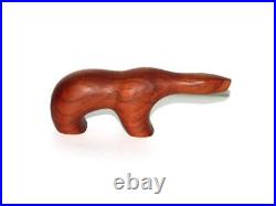 Vintage Arne Tjomsland Norway Wood Polar Bear MCM Sleek Carving With Stamp 7.5