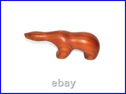 Vintage Arne Tjomsland Norway Wood Polar Bear MCM Sleek Carving With Stamp 7.5