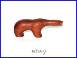 Vintage Arne Tjomsland Norway Wood Polar Bear MCM Sleek Carving With Stamp 7.5