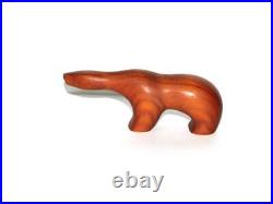 Vintage Arne Tjomsland Norway Wood Polar Bear MCM Sleek Carving With Stamp 7.5