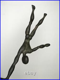 Vintage Art Bronze Sculpture Human Forms Modernist Acrobatics 28 MCM Figural