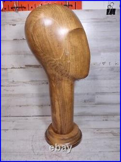 Vintage Art Deco 1930s Beech or Teak Wood Hat Stand Head Sculpture Mannequin