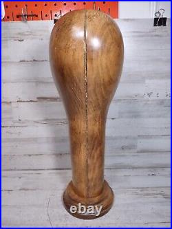 Vintage Art Deco 1930s Beech or Teak Wood Hat Stand Head Sculpture Mannequin