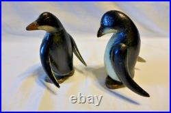 Vintage Art Deco Folk Art Rustic Hand Carved Hand Painted Penguin Set Lot (7)