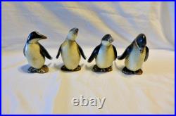 Vintage Art Deco Folk Art Rustic Hand Carved Hand Painted Penguin Set Lot (7)