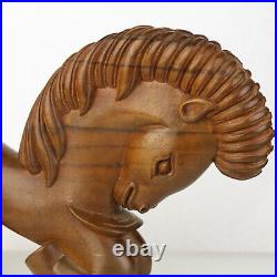 Vintage Art Deco Hollywood Regency Era Carved Wood Trojan Horse Sculpture