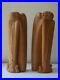 Vintage Art Deco Style Pair Carved Wood Sculpture Women Hand Stunning