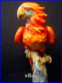 Vintage Art Nouveau Style Sculpture Tropical Parrot Perched Plinth Centre Piece