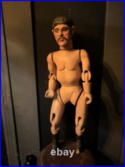 Vintage Articulated Wooden Man Figurine Sculpture Statue Mannequin Oddities Gay