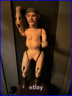 Vintage Articulated Wooden Man Figurine Sculpture Statue Mannequin Oddities Gay
