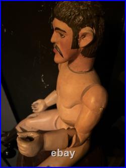 Vintage Articulated Wooden Man Figurine Sculpture Statue Mannequin Oddities Gay
