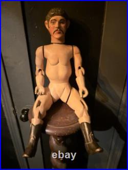 Vintage Articulated Wooden Man Figurine Sculpture Statue Mannequin Oddities Gay