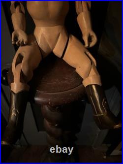 Vintage Articulated Wooden Man Figurine Sculpture Statue Mannequin Oddities Gay