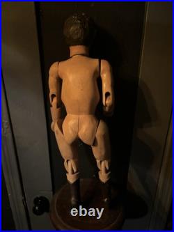 Vintage Articulated Wooden Man Figurine Sculpture Statue Mannequin Oddities Gay