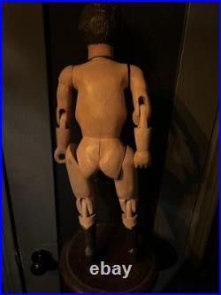 Vintage Articulated Wooden Man Figurine Sculpture Statue Mannequin Oddities Gay