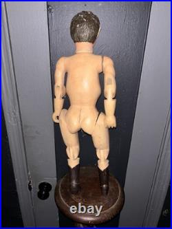 Vintage Articulated Wooden Man Figurine Sculpture Statue Mannequin Oddities Gay