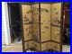 Vintage Asian 4 Panel Black lacquered Coromandel Screen carved and painted #3
