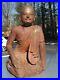Vintage Asian Burmese Carving wood of Kneeling Buddhist Monk large statue