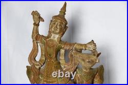 Vintage Asian Thai Burmese Wood Carved Sculpture Large Statue 31 T