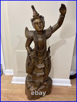 Vintage Asian Thai Burmese Wood Carved Sculpture Large Statue, Sculpture 31 T