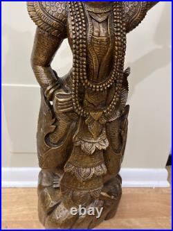 Vintage Asian Thai Burmese Wood Carved Sculpture Large Statue, Sculpture 31 T