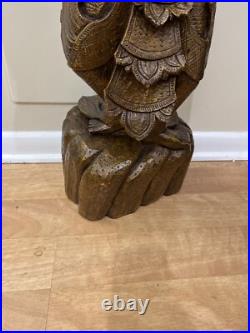 Vintage Asian Thai Burmese Wood Carved Sculpture Large Statue, Sculpture 31 T