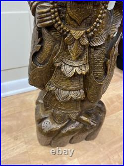 Vintage Asian Thai Burmese Wood Carved Sculpture Large Statue, Sculpture 31 T
