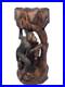 Vintage Asian Wood Carving Sculpture Monkey, Snake, Lotus Flower Bowl, Turtle
