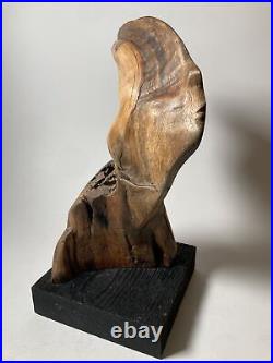 Vintage Asian Wooden Sculpture -Wood Figure Portrait Bust Art Face -Large RARE