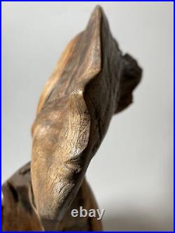 Vintage Asian Wooden Sculpture -Wood Figure Portrait Bust Art Face -Large RARE