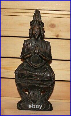 Vintage Asian hand carving wood statuette Buddha