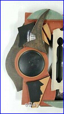 Vintage Assemblage Signed KOSTA Modernist Cubist Painting Abstract Sculpture