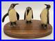 Vintage Attributed ANRI Toriart Emperor Penguin Trio Sculpture on Wood Base