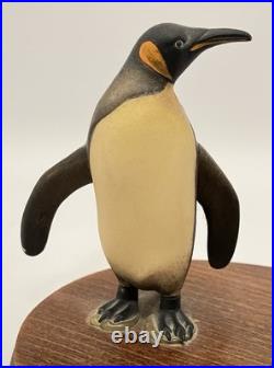 Vintage Attributed ANRI Toriart Emperor Penguin Trio Sculpture on Wood Base Vintage Attributed ANRI Toriart Emperor Penguin Trio Sculpture on Wood Base