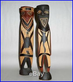 Vintage Australian Aboriginal Carved Wood 11 Male Female Wedding Figures