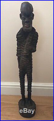 Vintage Authentic Large African Wood Hand Carving Sculpture'Man'40 years old