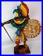 Vintage Aztec Warrior Statue Handmade Wood Figure ArtMart 17.5