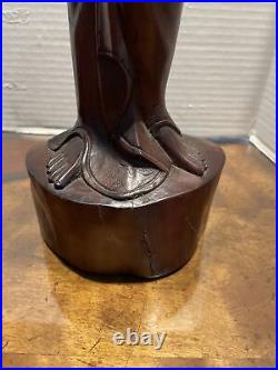 Vintage BALI WOMAN Man Hand Carved WOOD Sculpture Couple Statue Balinese Nude