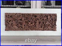 Vintage BALINESE Bali Indonesia 3D High Relief Intricate Wall Art Wood Carving