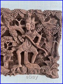 Vintage BALINESE Bali Indonesia 3D High Relief Intricate Wall Art Wood Carving