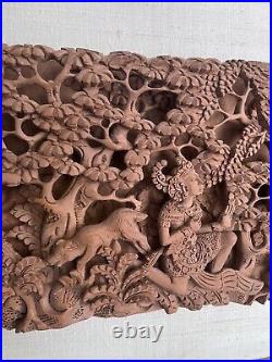 Vintage BALINESE Bali Indonesia 3D High Relief Intricate Wall Art Wood Carving