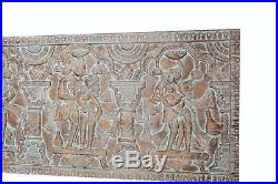 Vintage BLUE Carved WOOD ECLECTIC QUEEN Headboard Kamasutra WALL CARVING 72