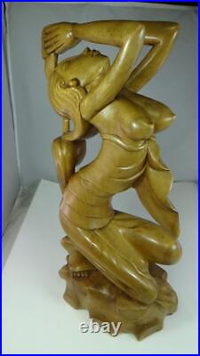 Vintage Bali Carved Wood Nude Women Statue Balinese Indonesia Art Deco L@@K